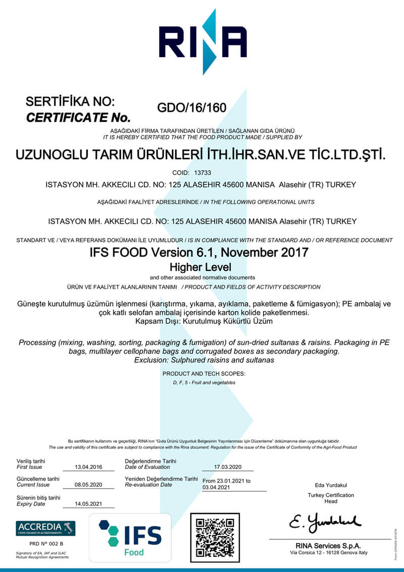 Certificates Sungift Uzunoglu Tarim